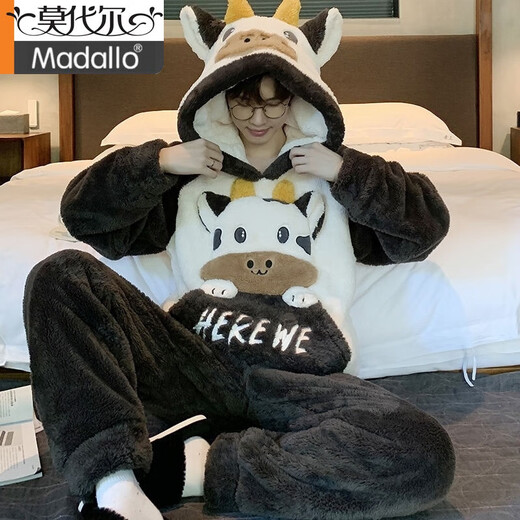 Modal Herren Pyjamas Herrenkoralle Velvet Winter Student Cartoon Lose Winter Flanell verdickte Plüsch-Kleidungsstückset *Zs *9902 [doppelseitiger Plüsch-Set] XL Standard (130-150jin [Jin gleich 0,5 kg]))
