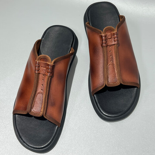 DIFANPU International Luxury Brand Herrenschuhe 2025 Neueste One-Slipper High-End-Freizeitschuhe modische atmungsaktive Sandalen Schwarz [Brand Gift Box] 40