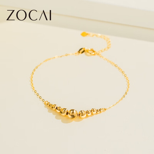 Zokai yellow 18K gold bracelet cat's eye gold bead bracelet simple birthday gift for girlfriend S05117