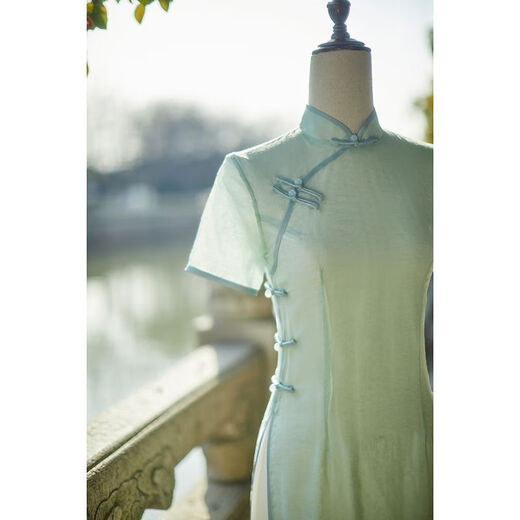 VJWK夏季绿色改良新旗袍改良旗袍2025年新款夏季年轻款气质高端少女连 9276 M