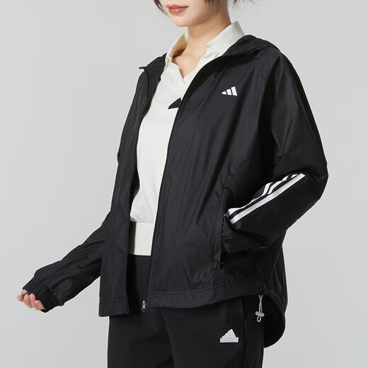 Adidas Women's Sports Set 25 Spring Morning Exercise Night Run Fitness Training Woven Hooded Jacket Jacket Tie Foot Trousers IS8036+DY8696 M