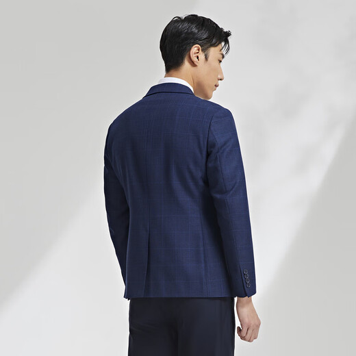 雅戈尔西服春秋季商务休闲时尚羊毛格纹西服外套 藏青 XL(180/100A)