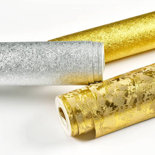 Pegado de papel tapiz de aluminio de oro yonghuan pintura decorativa decorativa dorada de oro amarillo techo cepillado papel pintado de techo de techo de pared tela de oro F17152 Versión espesa 0