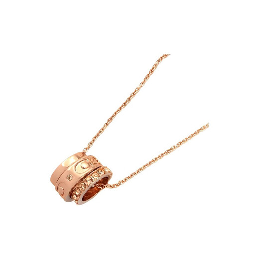 Entraîneur Kissing C Series Logo Collier à trois anneaux, couple même style, cadeau pour petite amie le jour de la Saint-Valentin, collier à trois anneaux en or rose plaquée CI902-RGD