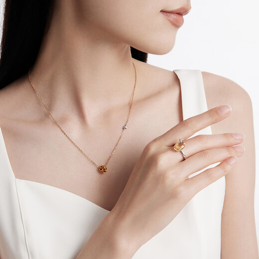 Chow Tai Fook ENZO 18K gold topaz gemstone necklace gift for women EZV5333 40cm