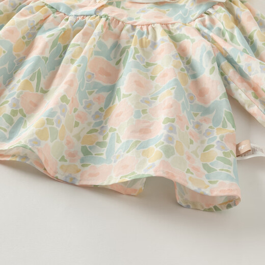 DAVE&BELLA pure cotton girls' shirts, baby girls' long-sleeved tops, spring clothes, new styles, children's shirts, children's clothes, flower print, in stock, 130 cm (recommended height 120-130cm)