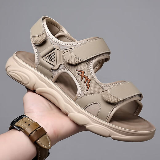 RankDavey Light Luxury High-Ald Brand Sandals for Men 2025 Summer New Fashion Trend Sports and Casual Beach Zapatos para hombres para hombres HHS9230 Verde 43 _Tallar de cuero Estandardo Tamaño