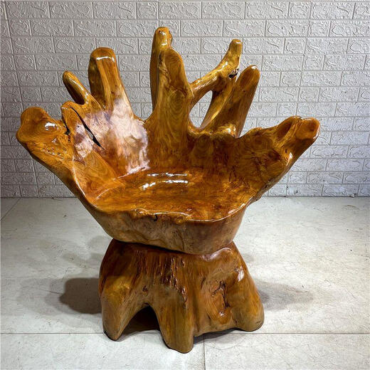 
TMJD MISS tree root carving chair Log root carving backrest chair Wood stool Large board tea table tea table master chair solid wood tree S2677 The sample displayed is not real hair