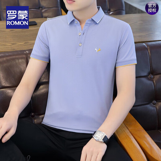 T-shirt à manches courtes pour hommes de Romon Summer Soil Polo Polo Paul Paul Paul Men Top 679 Black L