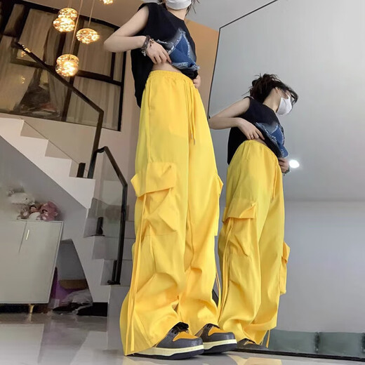 
Multi-pocket casual ice silk work pants for men and women neutral summer outdoor trousers trendy couple casual pants KXW 687 black [ice silk work pants] S [80-90Jin [Jin equals 0.5 kg]]
