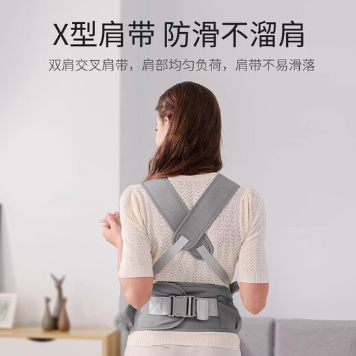JCZS Tabouret allemand Baby Baby Lightweight Quatre-Season Baby tenant une ceinture d'artefacte Bénégeuse Multi-fonction étreint et s'assoit sur le banc en sortant de Haze Grey - Breathable Model (non attaché au cou)