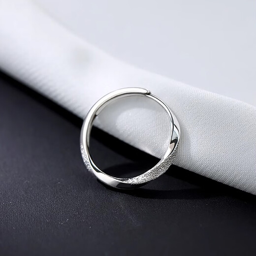 Mondele Fashion Ring Möbius Ring S999 Silver Light Luxury Index Finger Ring Open Ring Niche Design Ring 999 Silver Möbius Ring Nail Sand Style