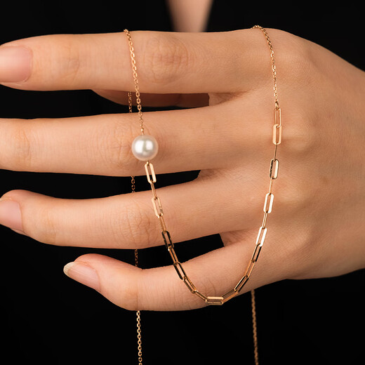 ANNE DE LOVE rose gold pearl 18K necklace women's light luxury jewelry gift best friend's birthday high-end