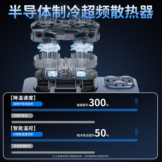Shuotu mobile phone radiator live broadcast special semiconductor dual-core refrigeration cooling artifact silent fan frozen back clip e-sports king chicken eating artifact special for playing games Apple