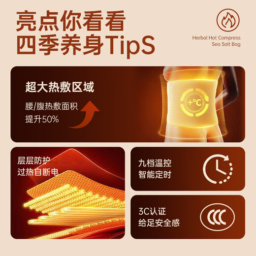 Tongrentang sea salt bag hot compress bag hot compress bag physiotherapy bag electric heating salt bag moxibustion mugwort warm palace belt