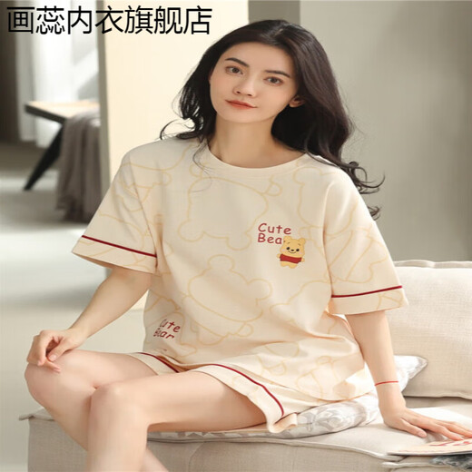 画蕊睡衣女款夏季纯棉短袖短裤可外穿2025年新款家居服套装 9859 均码 M码建议80-100斤穿