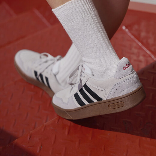 adidas「小锯齿」D-PAD CLASSIC休闲美高风复古篮球板鞋阿迪达斯 浅灰/黑色/浅猩红   42