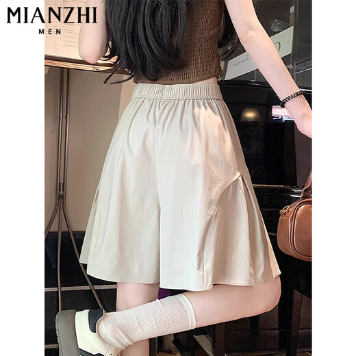 Cotton-Zhibian Seide arbeitende Gelegenheitsshorts für Frauen im Sommer 2025 Neue kleine hohe Taille schlanke losen Erntehosen 222 Khaki [hohe Qualität 18,5] L 100-120jin [Jin entspricht 0,5 kg]