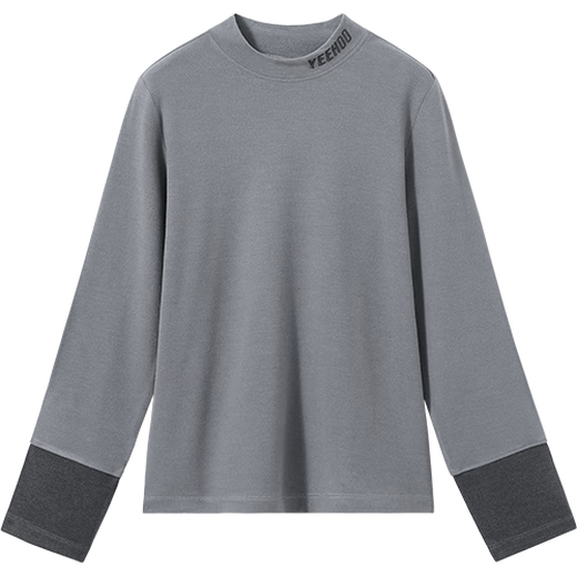 YEEHOO children's bottoming shirt boys' long-sleeved T-shirt sweater spring warm and breathable half turtleneck stretch anti-static children's clothing Breaking the boundary bottoming shirt - gray 110