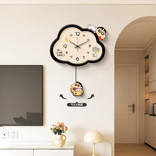 Long time no see Crayon Shin-chan restaurant wall clock living room home silent clock creative can swing left and right entrance wall clock