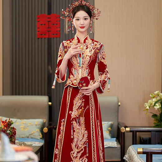 XiUhe Familien offizielles Flaggschiff XiUhe Hochzeit Braut 2025 Neues Hochzeitskleid Drache und Phoenix Hanging Hochzeitskleider Chinesisches Hochzeitskleid Hochzeitskleid N-843 m