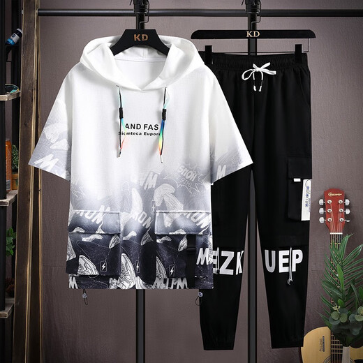 Ran Yilans selben Jugend-Sommersportanzug für junge Menschen, einjährige Jungenkleidung, Kurzarmhemd der Junior High School, Big Children's Summer Suit, 9735 grüne Kurzärärmel + Shorts Round Neck, Qualitätsgarantie, M 75-98jin [Jin gleich 0,5 kg]