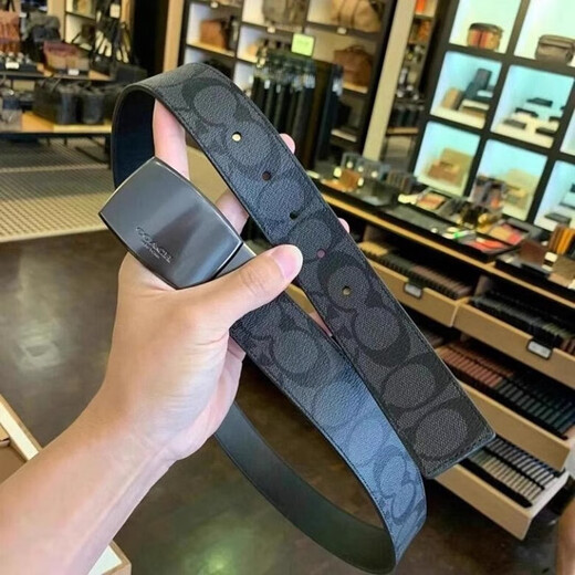 
Coach men's belt casual double-head print belt pin buckle version buckle carriage buckle width 3.8 gift box 120cm Chinese Valentine's Day classic print gun color carriage buckle + gun color c buckle