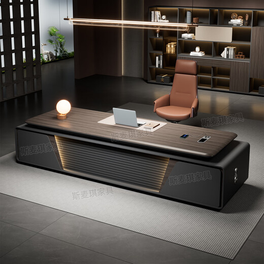 Simaqi boss desk office desk light luxury high-end modern simple short side cabinet president desk executive desk manager desk computer desk 2.0 meters table blister surface + chair + five-door bookcase