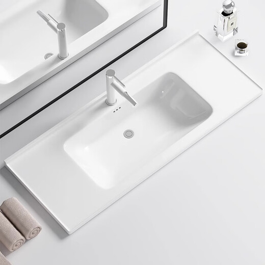 Taichung Basin Semii-eingebettetes Waschbecken integriert Keramik Single Badezimmer Badezimmerschrank-Becken Haushaltswaschbecken 1047 [1010x470]