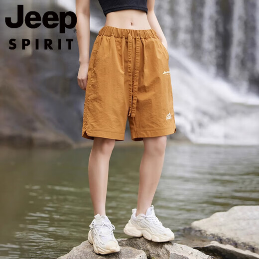 Jeep Spirit2025 Neue Stil Kleidung Shorts für Frauen Dünne Ice Seiden Sport Casual Mid-Hose Ehepaar Outdoor Fünf-Punkte-Hosen Männer und Frauen 671 Schwarz-Männchen Model M