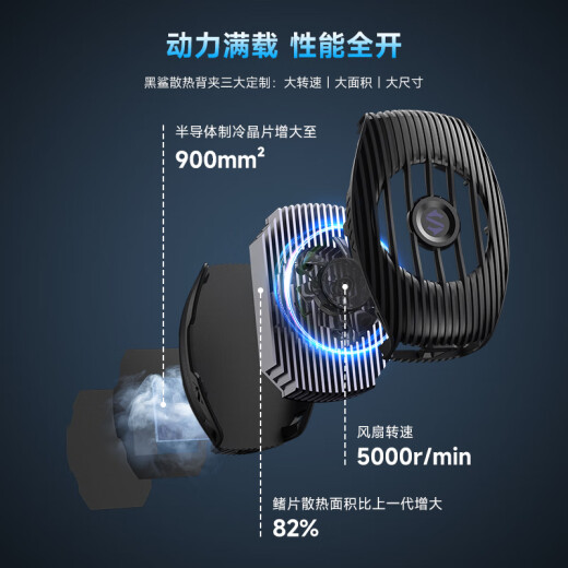 黑鲨5Neo手机散热器 15W大功率单体骤降温32℃ 手机直播游戏散热背夹 适用于苹果一加魅族红魔小米IQOO
