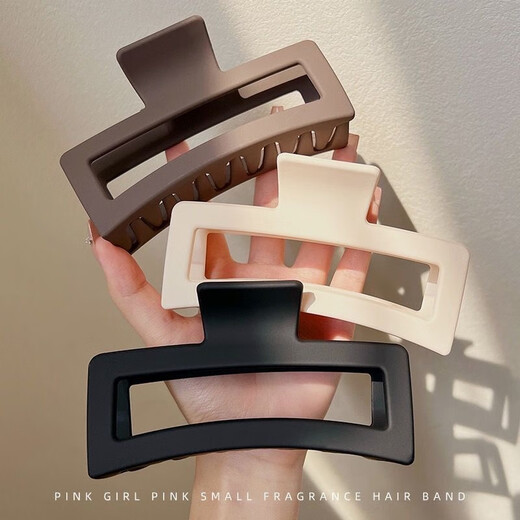 Barberry Temperament Frosted Clip Hairdress Women's Square Large Hairpin Back of Head Hair Clip Fashion Shark Clip Hair Clip Square Clip Black 1