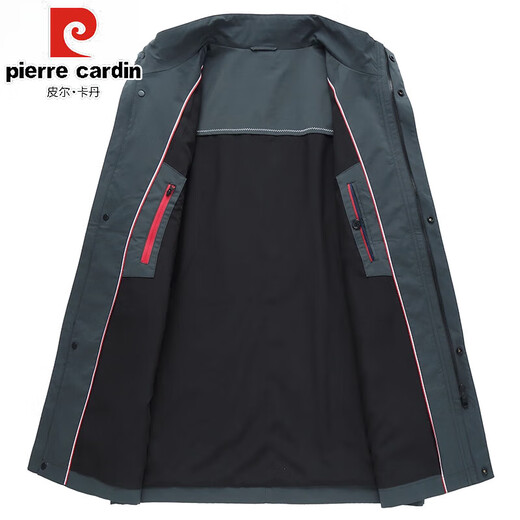 皮尔卡丹（pierre cardin）2025春秋季新款立领风衣男中长款高端商务休闲男装上衣绅士外套 黑色 2XL 185/100XXL