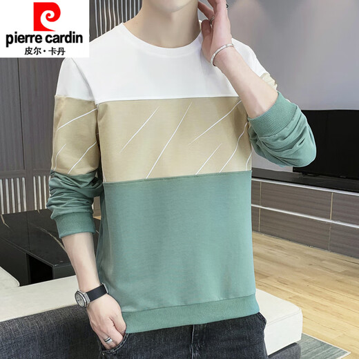 Pier Cardin 2025 new sweatshirt men's T-shirt plus velvet thickened inner long-sleeved T-shirt men's base shirt top special 963 yellow XL 120-135Jin [Jin equals 0.5 kg] wear