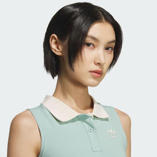 阿迪达斯 （adidas）Originals三叶草2025年女子POLO PAD TANK短款运动紧身翻领背心 KE3894 M