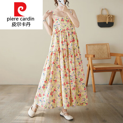 皮尔卡丹（pierre cardin）针织2025潮流夏季波西米亚小碎花拼接吊带连衣裙女宽松显瘦大摆蛋 1105 均码 大