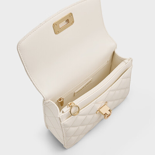 
CHARLES/KEITH25 autumn new product diamond chain handheld crossbody bag small square bag CK2-50701608 Cream milk white S