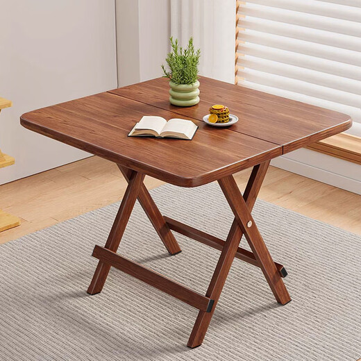 Jingcai dining table folding table home dining table computer table desk mahjong table JZP10 walnut color 80cm square table