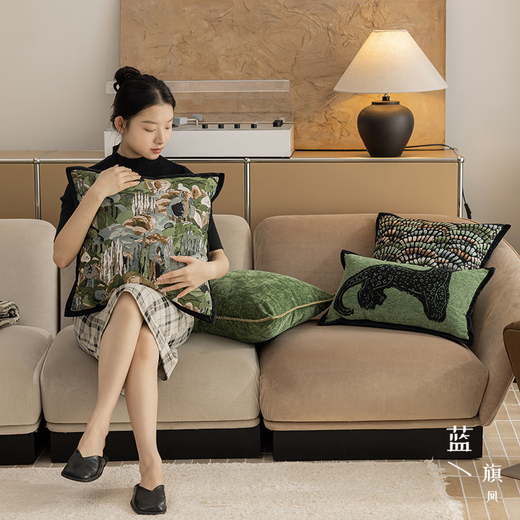 
Sanqihu New Chinese Green Light Luxury Sofa Pillow Cover Pillow Cover Pillow Cover Bed Pillow Cover Chuangying 1283 Zhuqing 45x45cm Pillow Cover