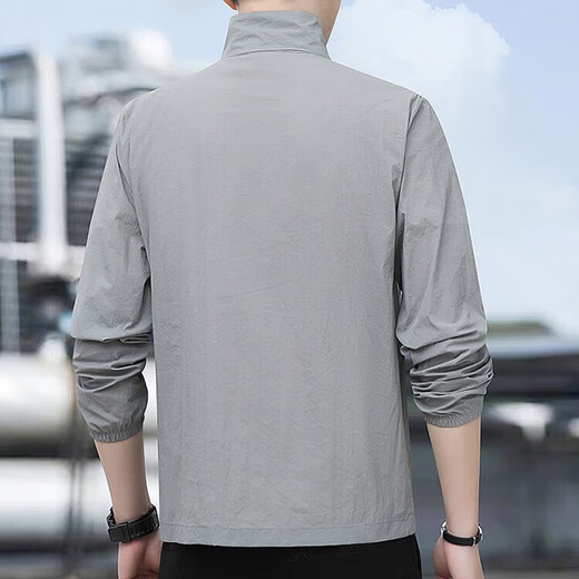 Sun protection clothing men's summer ice silk breathable long-sleeved thin coat sun protection clothing fishing outdoor sports quick-drying skin clothing cool high quality clearance light gray 2XL recommended weight 130-140Jin Jin equals 0.5 kg can be worn