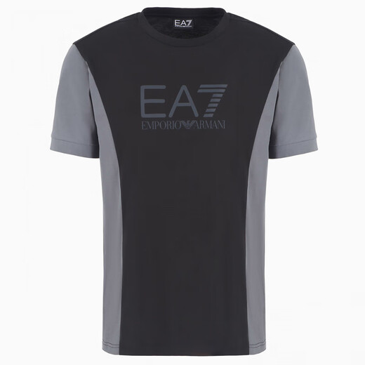 Emporio Armani EA7 Armani Men's Trendy Color Block Round Neck Short Sleeve T-shirt 6DPT23 PJVPZ Khaki 1713 L (Hong Kong Warehouse)