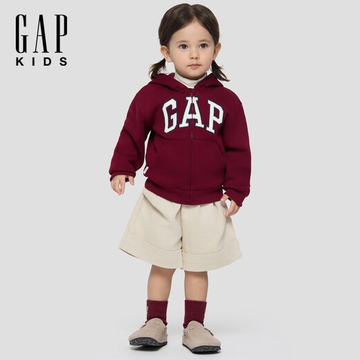 Gapu same style for boys and girls 2025 new autumn logo fleece hooded sweatshirt 804633