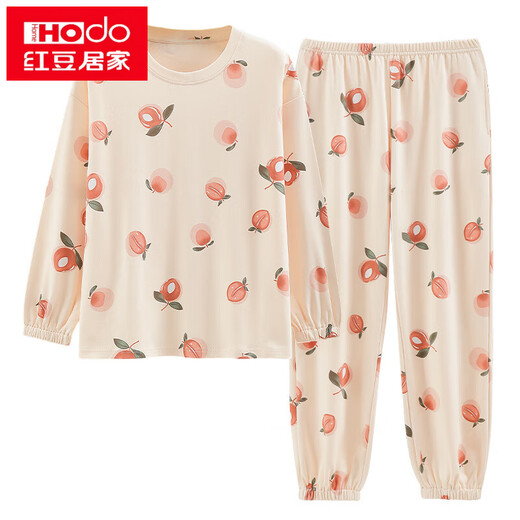 Rote Bean (Hodo) Frühlings- und Herbst-Pyjamas für Frauen reine Baumwolle Langhülle Corean Cute Cartoon Zweiköpfig für Studenten Sommer Herbst und Winter Home Clothing GXT9928 M (Empfohlen 75-95jin [Jin gleich 0,5 kg]))