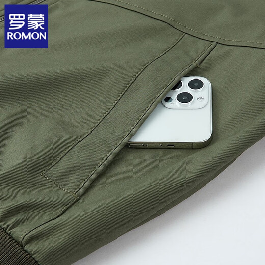 Luo Meng high-end bomber jacket men's jacket autumn and winter 2025 new work clothes cotton thickened men's baseball uniform military green regular style 8019 L 125-140Jin Jin equals 0.5 kg