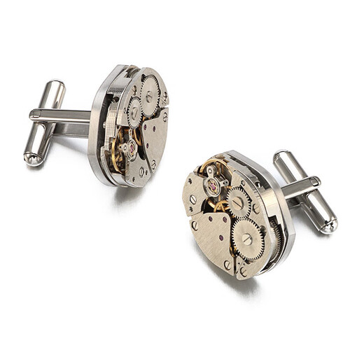 Nosskiss High-End Manschettenknöpfe exquisite mechanische Uhr Bewegung Manschettenknöpfe Herrenhülsennagel Diamant Nicht-Mobile Bewegung Geburtstag Geschenk Silber Silber