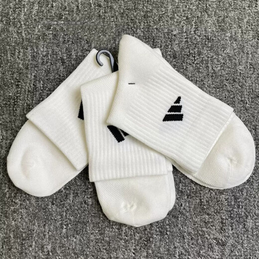 Adidas Sports Socks Men's 2025 Summer New High Tube Basketball Socks Fitness Breathable Couple Stockings Women JC9273/Three-pair Package Genuine One Fake One Loss Ten L [43-46 Sizes] Collection and Purchase Priority Delivery