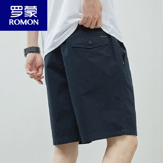 Romon Summer New Pure Cotton's Men's Shorts Canual Madeny Brand Low 5-Coint Banns Тонкие универсальные брюки среднего уровня 9224 Темно-синий вес 4xl.