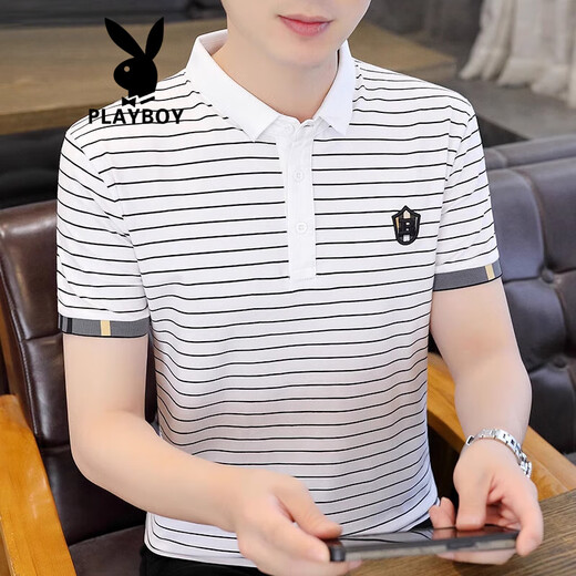 Playboy (Playboy) T-shirt à manches courtes en coton pur à manches courtes pour le coton pur à manches courtes t-shirt blanc 5012 m (90-105) Jin [Jin est égal à 0,5 kg]