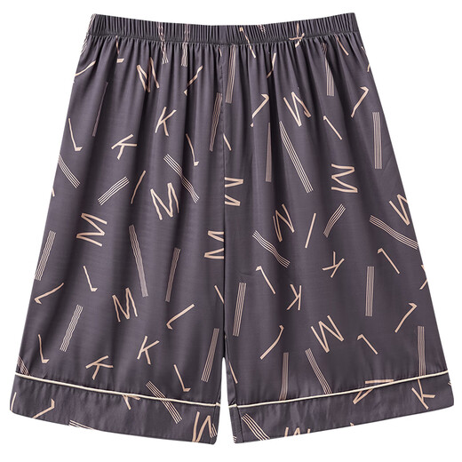 Catman Men Ice Seide Pyjama Hosen Sommershorts Einfache große Shorts Lose großer Sommermänner Cool Home Hosen 699 Buchstaben braune Farbe 3xl [Vorgeschlagen 160-180jin [Jin gleich 0,5 kg]]