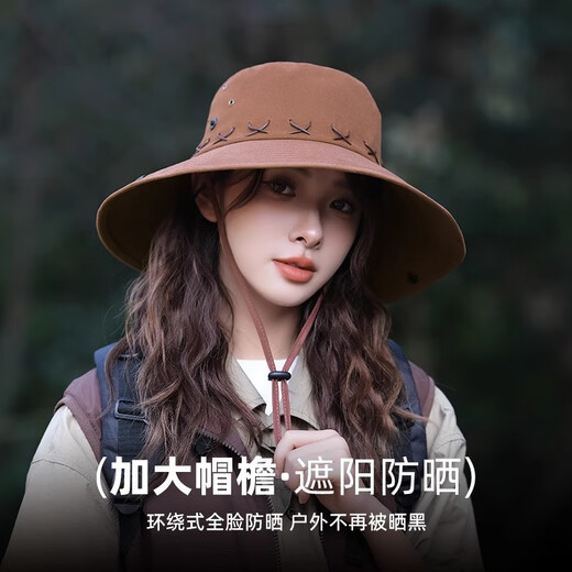 LZJV American Retro Retro Western Cowboy Protection Sombrero Sombrero Mujeres Servicio de senderismo al aire libre Sombrero de pescado Hombres de senderismo Cordete a prueba de viento Cowboy gorro de vaquero